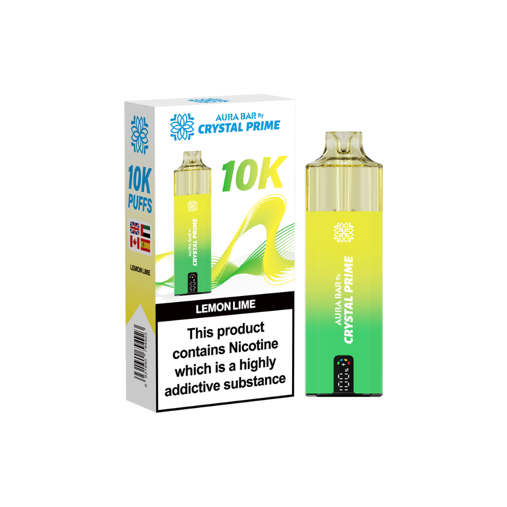 Crystal Prime Aura Bar 10K Prefilled Vape Kit Lemon Lime