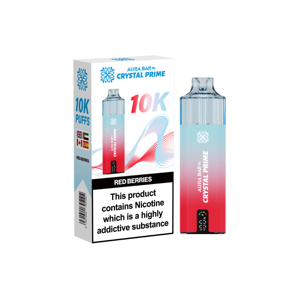 Crystal Prime Aura Bar 10K Prefilled Vape Kit Red Berries