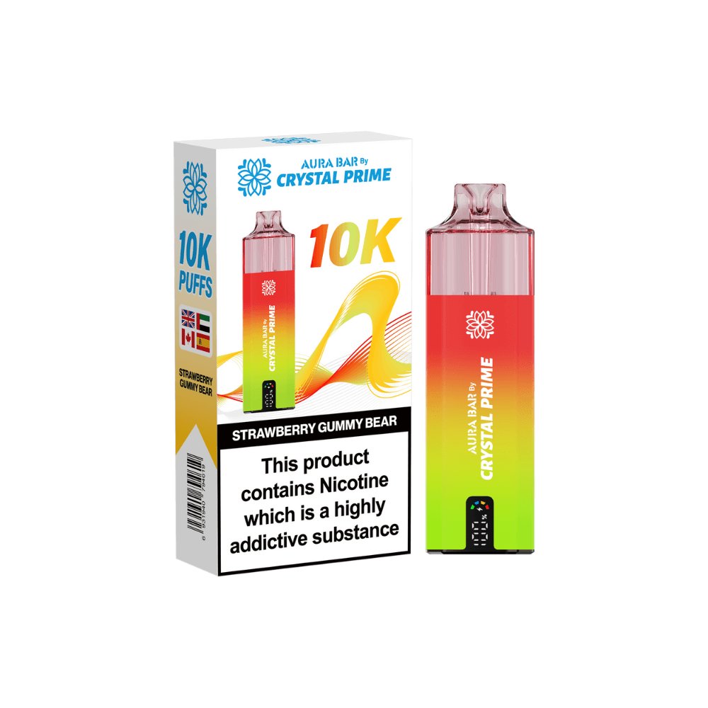 Crystal Prime Aura Bar 10K Prefilled Vape Kit Strawberry Gummy Bear