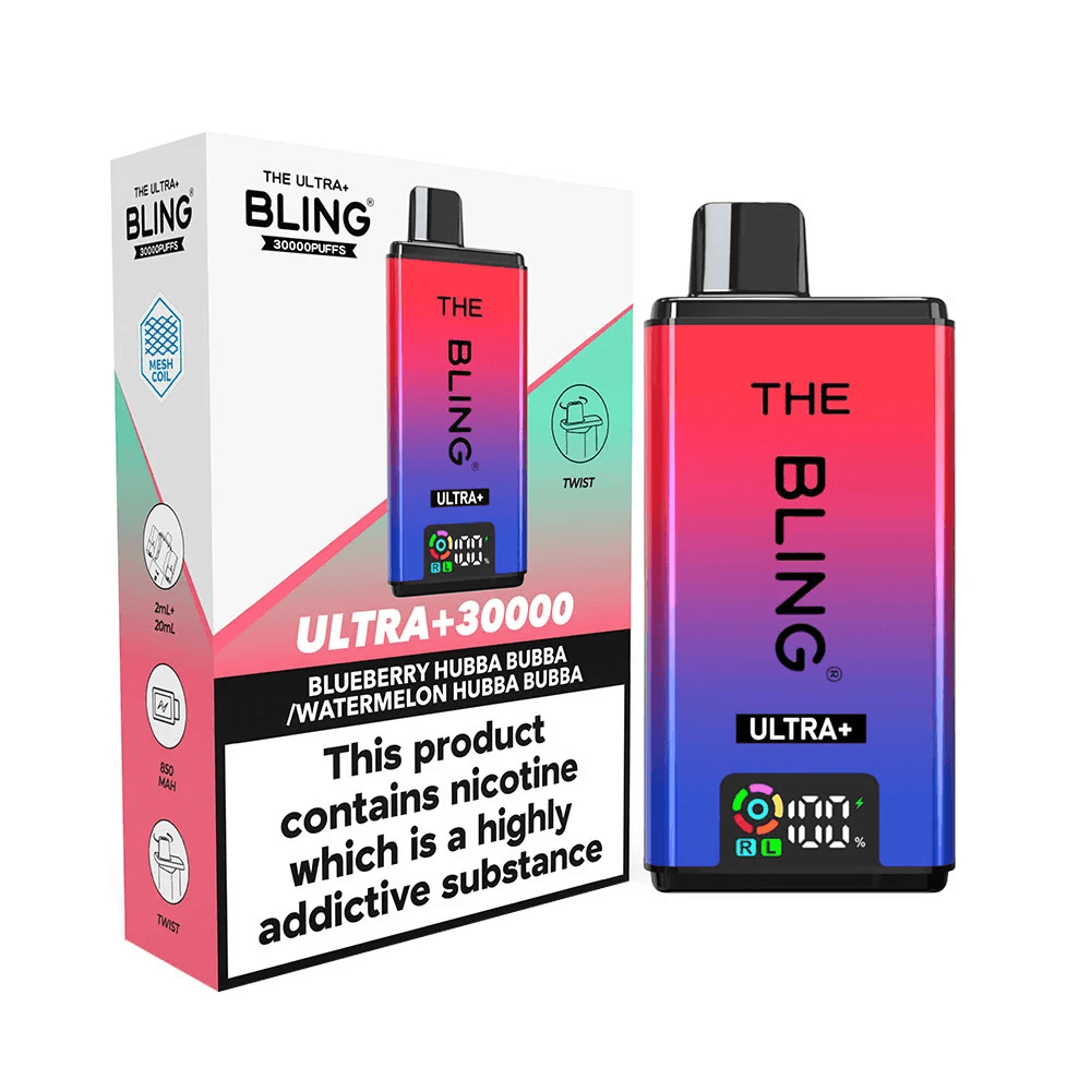 The Crystal Bling Ultra Plus 30K Prefilled Vape Kit Blueberry Hubba Bubba / Watermelon Hubba Bubba
