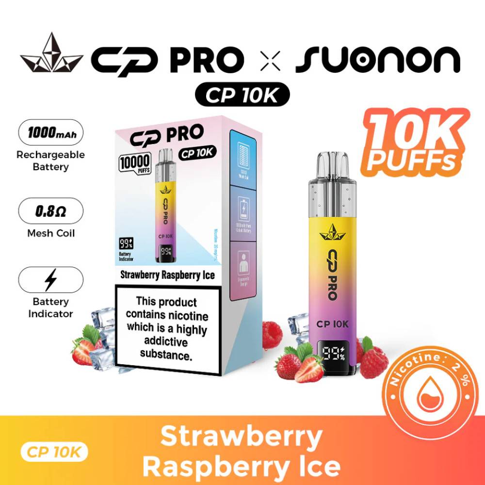 Crystal Pro CP 10k Prefilled Pod Vape Kit Strawberry Raspberry Ice