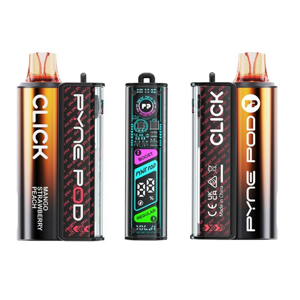 Pyne Pod Click 10k Prefilled Vape Kit Mango Strawberry Peach
