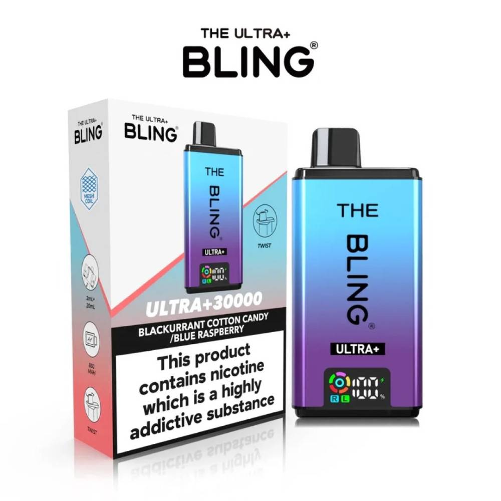 The Crystal Bling Ultra Plus 30K Prefilled Vape Kit Blackcurrant Cotton Candy / Blue Raspberry