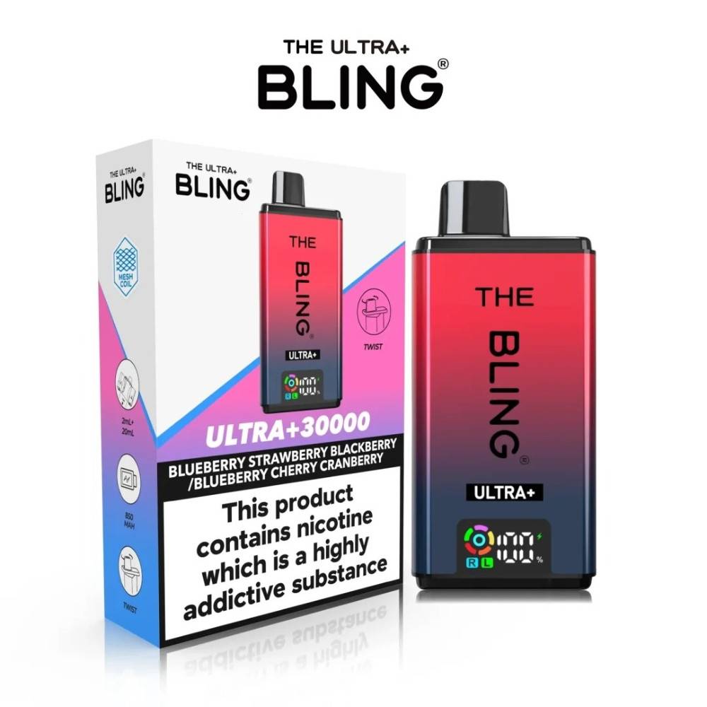 The Crystal Bling Ultra Plus 30K Prefilled Vape Kit Blueberry Strawberry Blackberry / Blueberry Cherry Cranberry