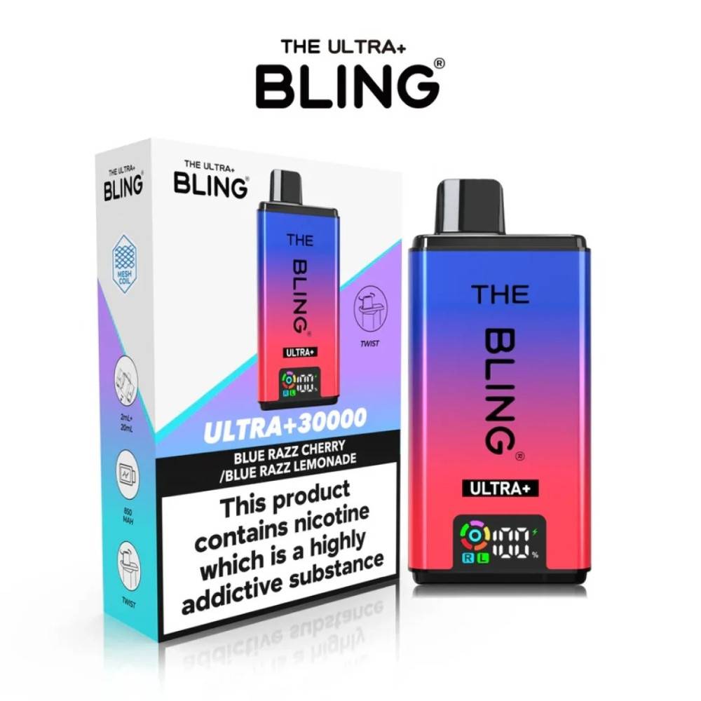 The Crystal Bling Ultra Plus 30K Prefilled Vape Kit Blue Razz Cherry/Blue Razz Lemonade
