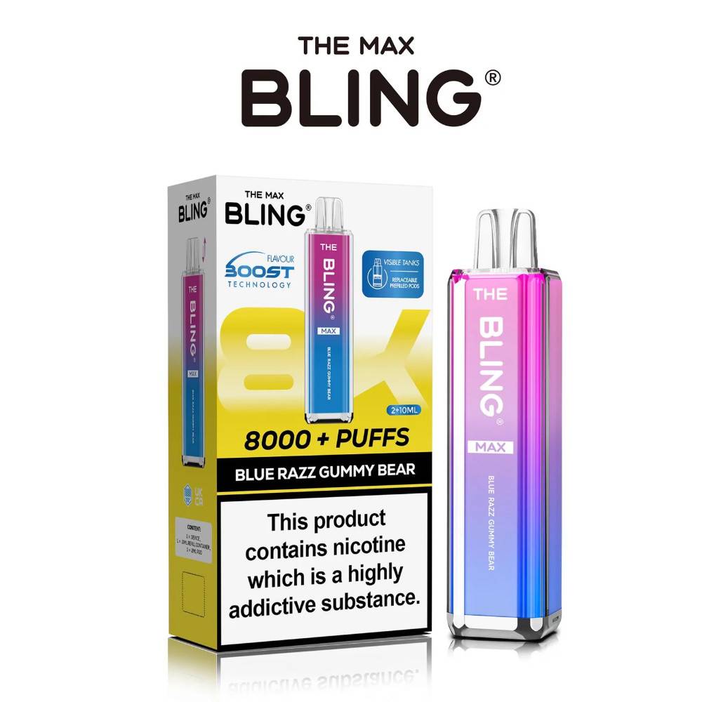 The Crystal Bling Pro Max 10k Prefilled Vape Kit Blue Razz Gummy Bear