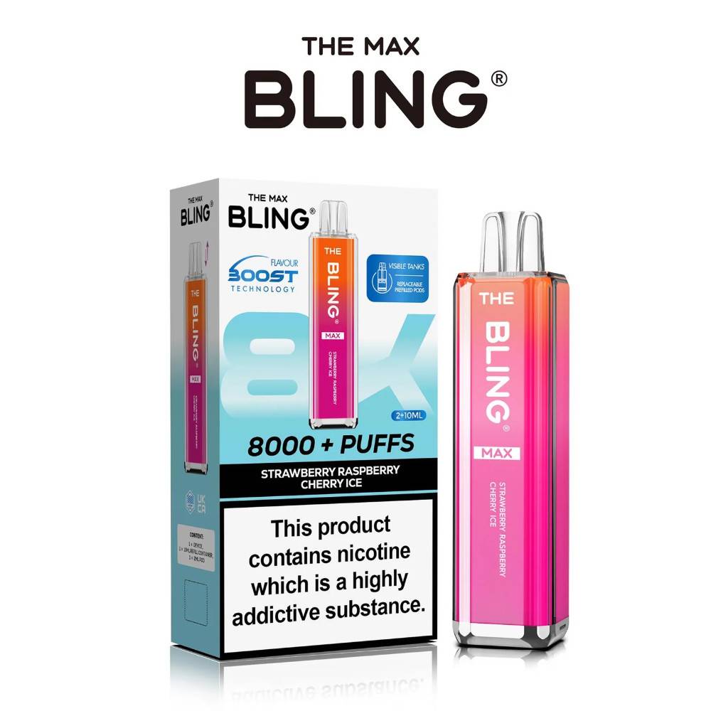 The Crystal Bling Pro Max 10k Prefilled Vape Kit Strawberry Raspberry Cherry Ice