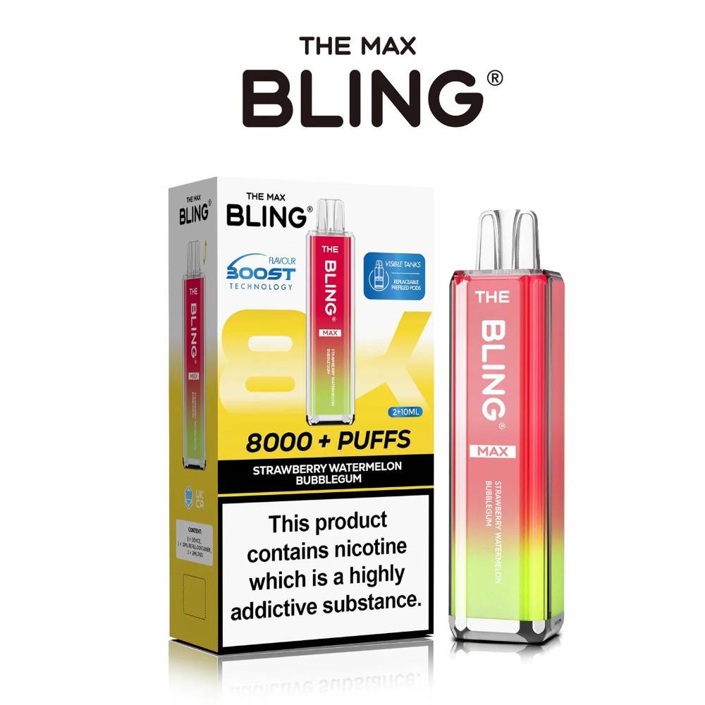The Crystal Bling Pro Max 10k Prefilled Vape Kit Strawberry Watermelon Bubble Gum