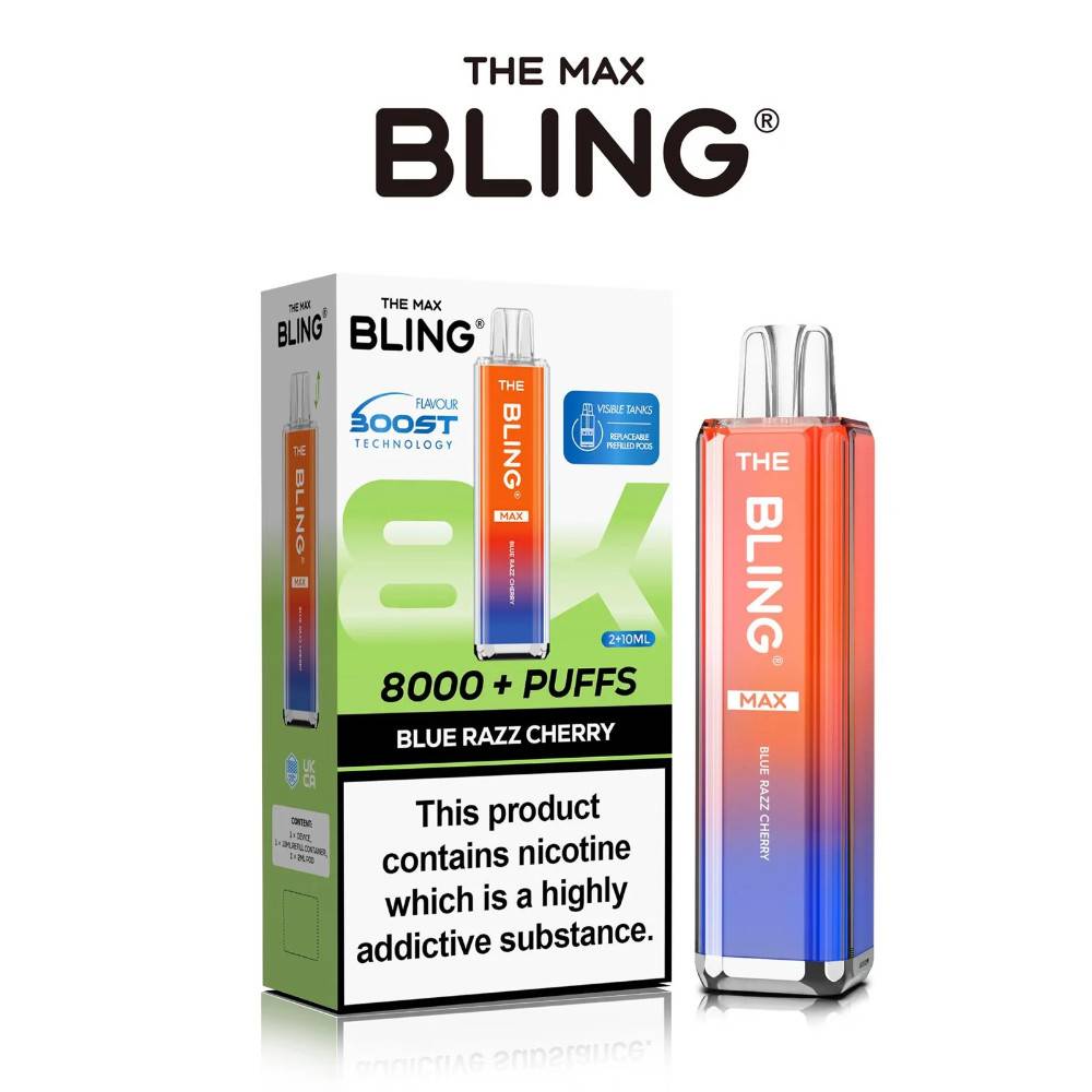 The Crystal Bling Pro Max 10k Prefilled Vape Kit Blue Razz Cherry