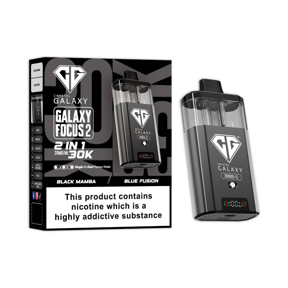 Crystal Galaxy 30k Focus 2 Prefilled Vape Kit Black Mamba/Blue Fusion