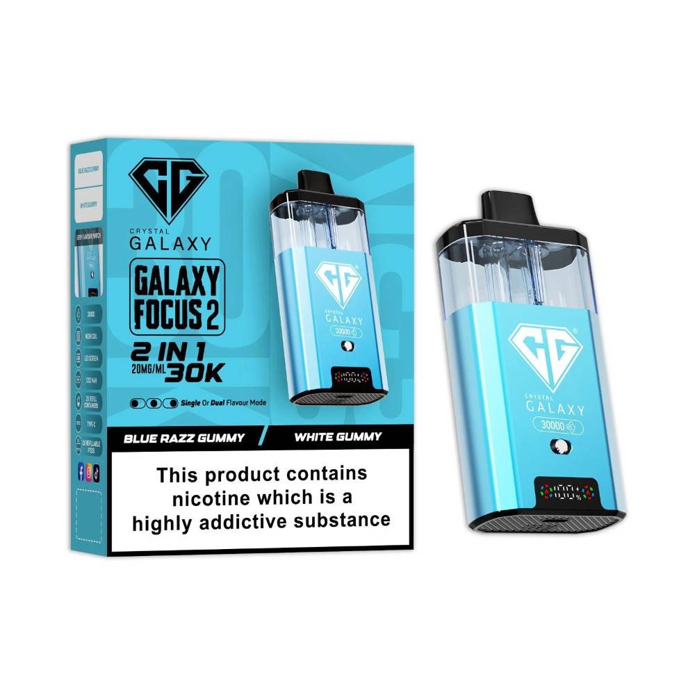 Crystal Galaxy 30k Focus 2 Prefilled Vape Kit Blue Razz Gummy/White Gummy