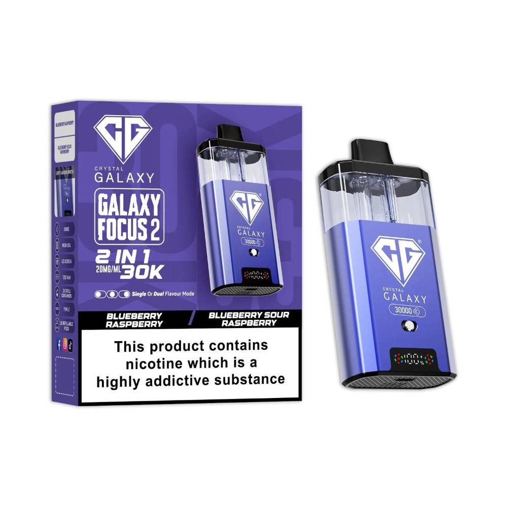 Crystal Galaxy 30k Focus 2 Prefilled Vape Kit Blueberry Raspberry/Blue Sour Raspberry