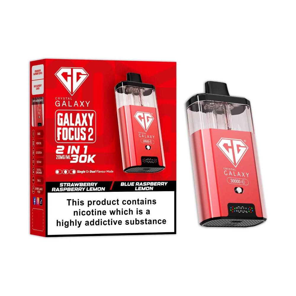 Crystal Galaxy 30k Focus 2 Prefilled Vape Kit Strawberry Raspberry Lemon/Blue Raspberry Lemon