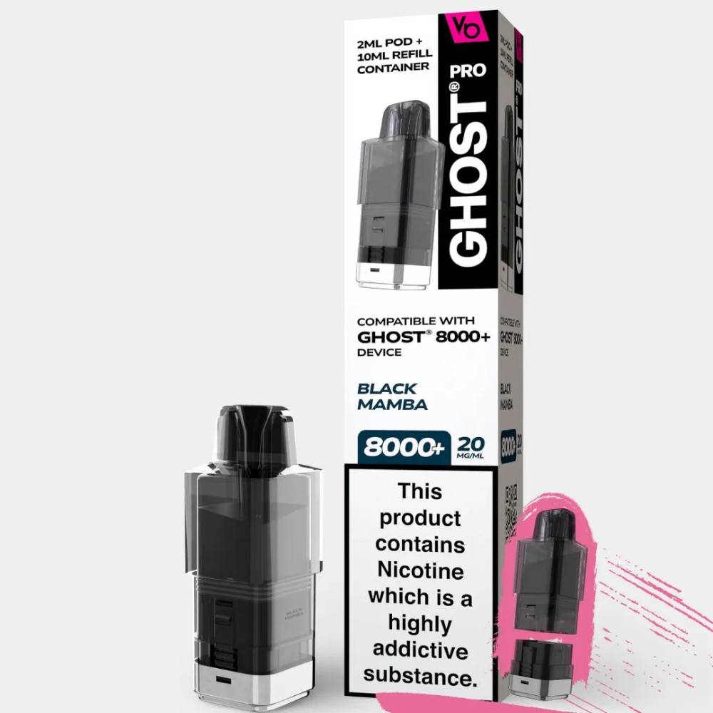 Vapes Bars Ghost Pro 8000 Pods Black Mamba