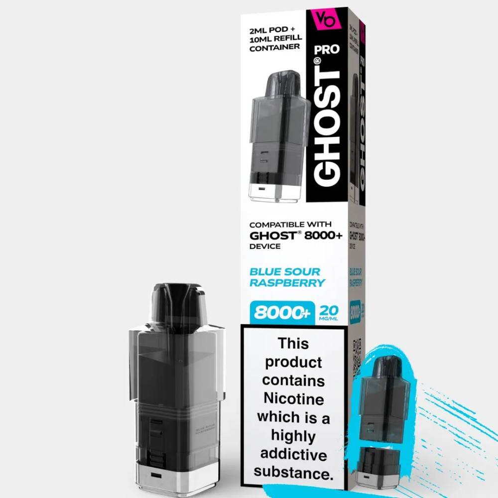 Vapes Bars Ghost Pro 8000 Pods Blue Sour Raspberry