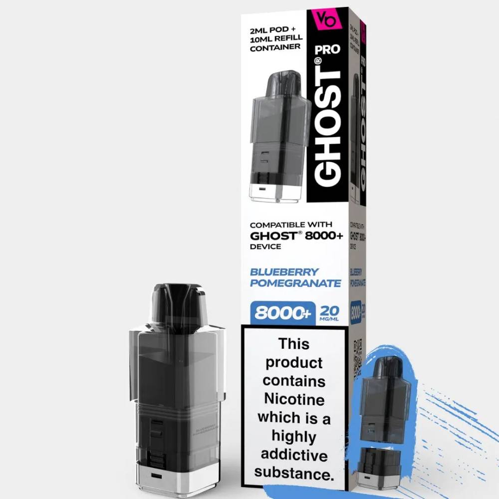 Vapes Bars Ghost Pro 8000 Pods Blueberry Pomegranate
