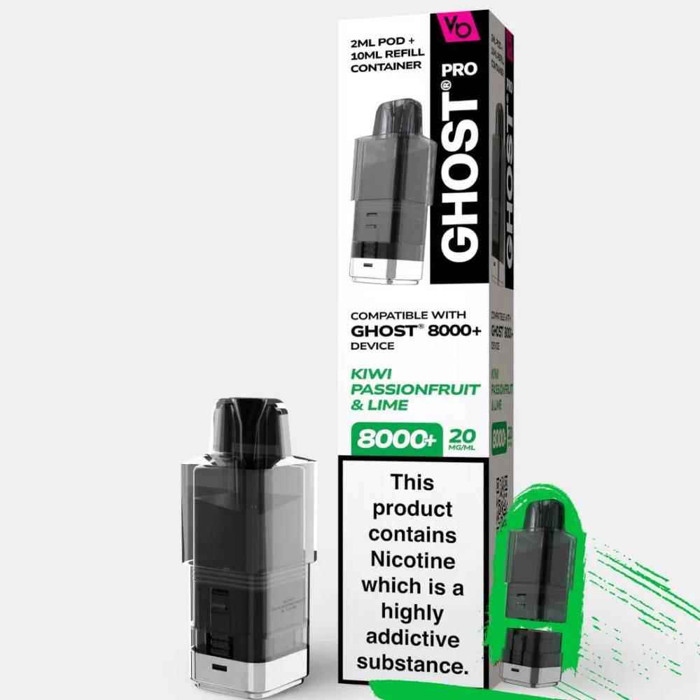 Vapes Bars Ghost Pro 8000 Pods Kiwi Passionfruit & Lime