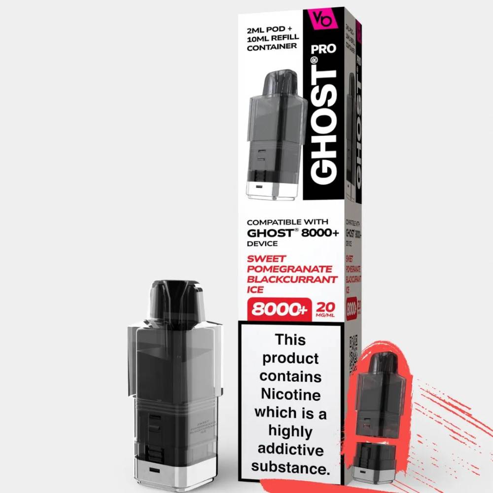 Vapes Bars Ghost Pro 8000 Pods Sweet Pomegranate Blackcurrant Ice