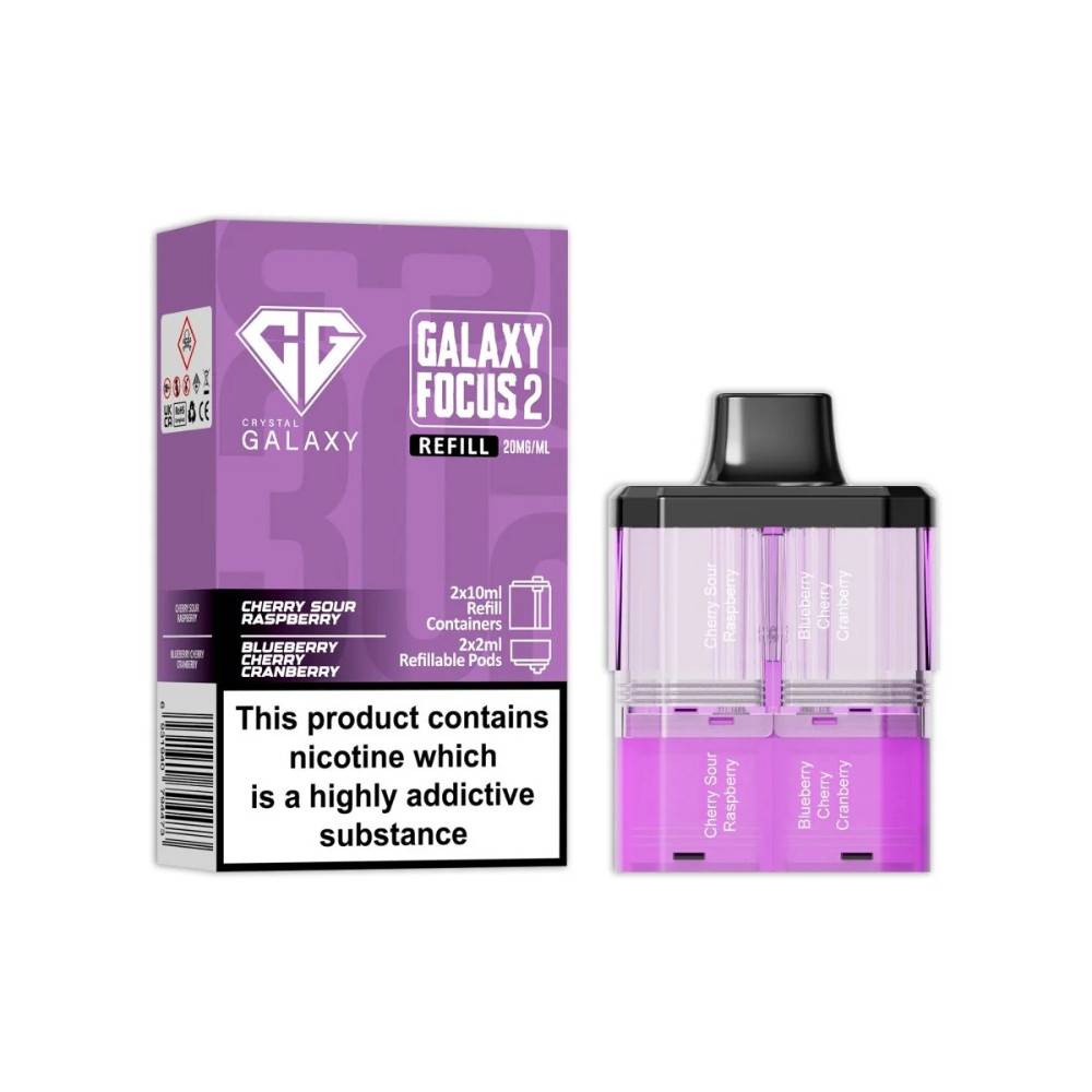 Crystal Galaxy 30k Focus 2 Pods Cherry Sour Raspberry /  Blueberry Cherry Cranberry