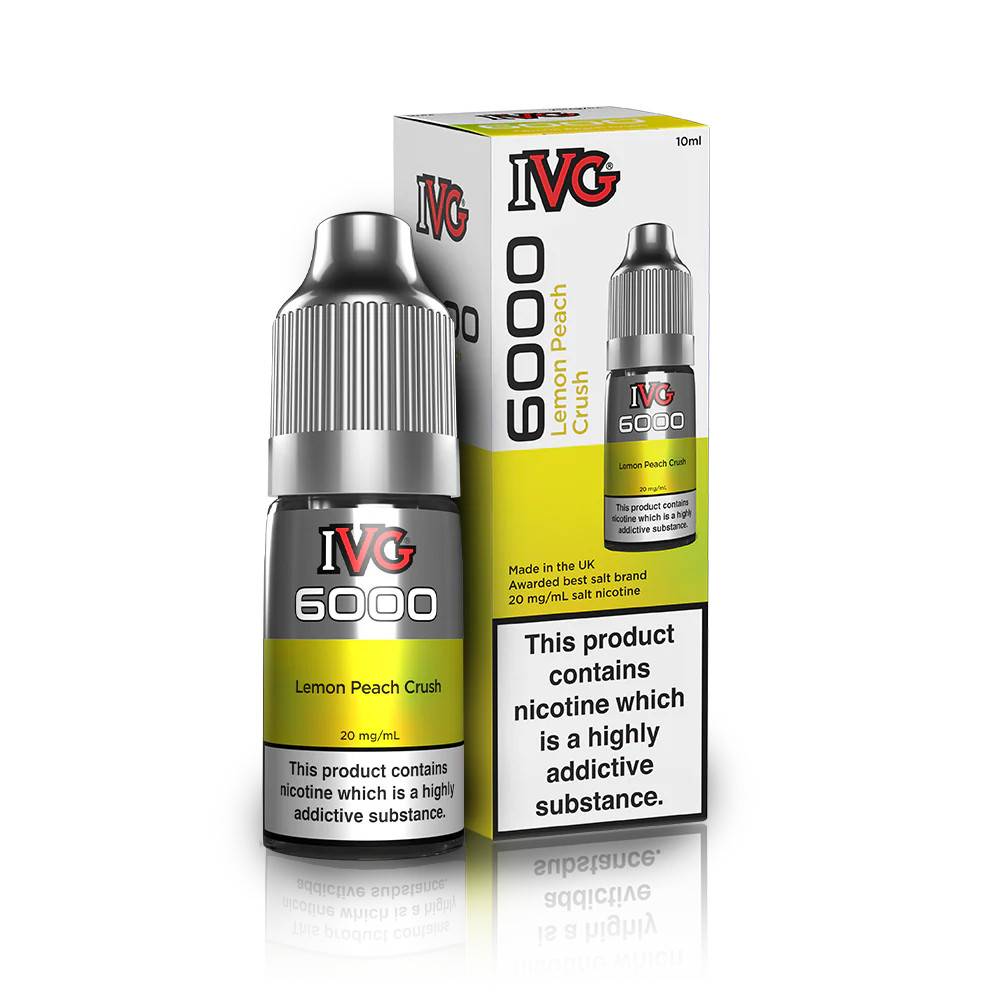 IVG 6000 Nic Salts e liquids 10ml Lemon Peach Crush 20mg