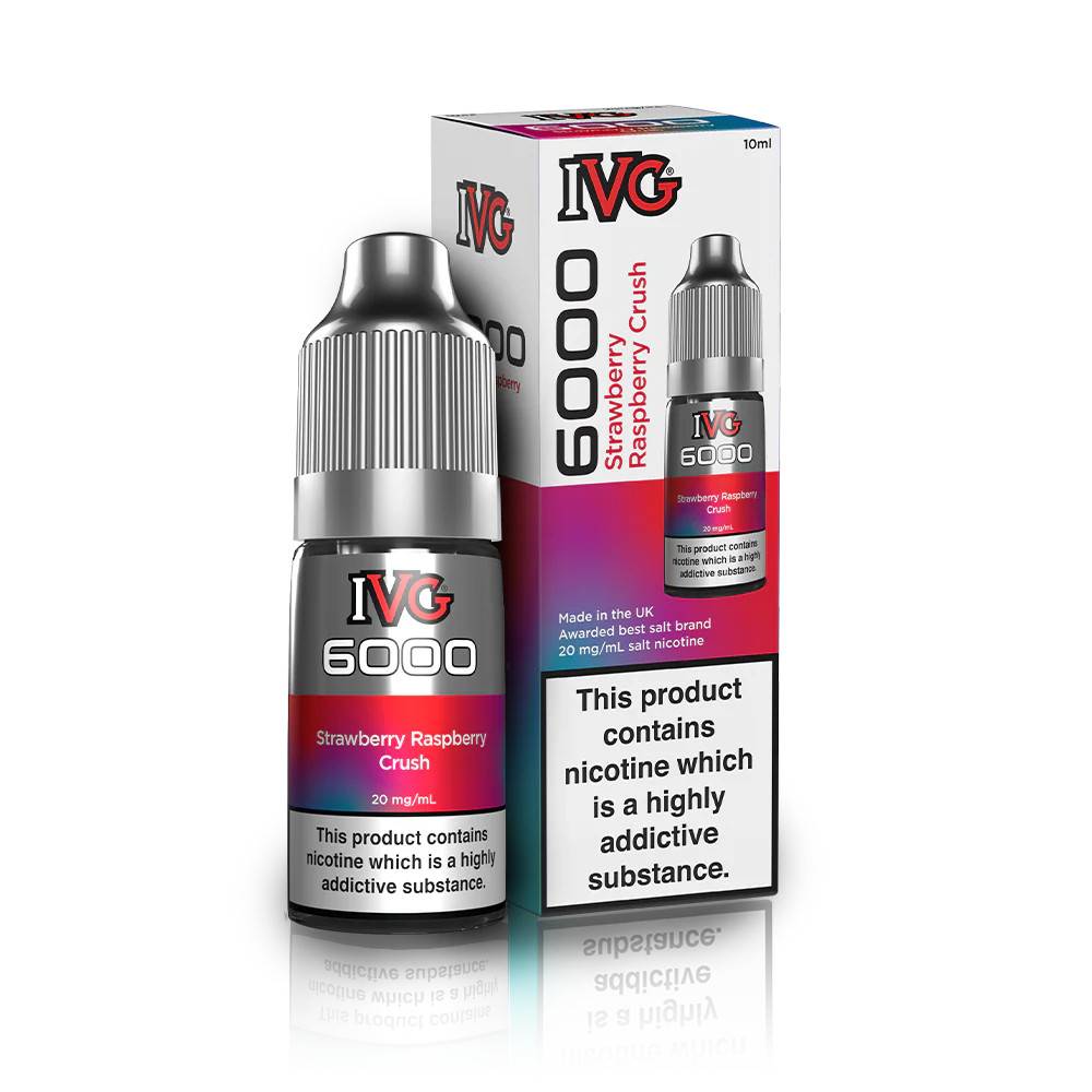 IVG 6000 Nic Salts e liquids 10ml Strawberry Raspberry Crush 10mg
