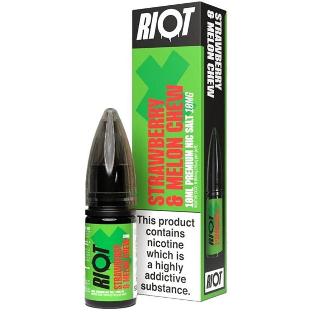 Riot X Nic Salts e liquids 10ml Strawberry Melon Chew 20mg