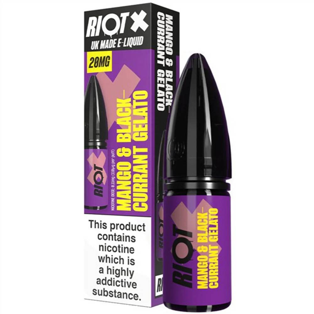 Riot X Nic Salts e liquids 10ml Mango Blackcurrant Gelato 10mg