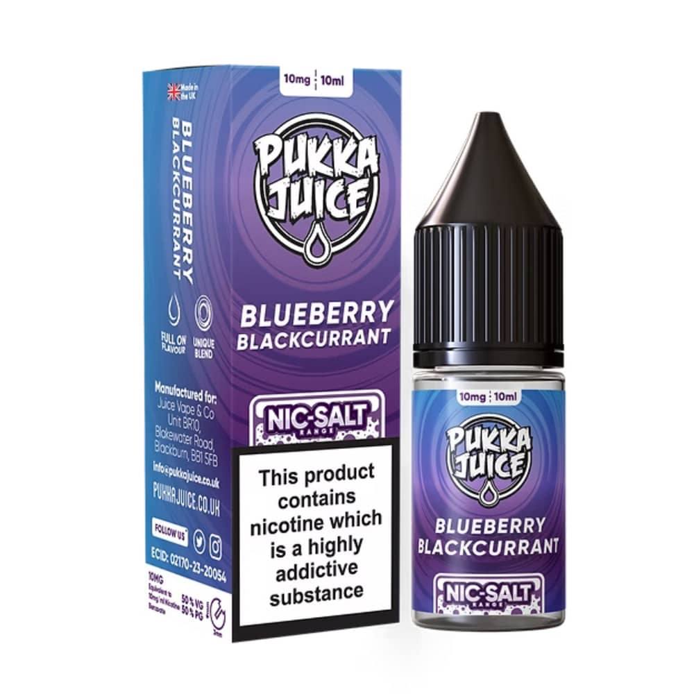 Pukka Juice Nic Salts e liquids 10ml Blueberry Blackcurrant 10mg