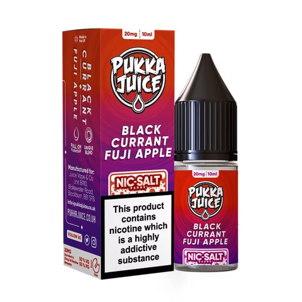 Pukka Juice Nic Salts e liquids 10ml Blackcurrant Fuji Apple 20mg