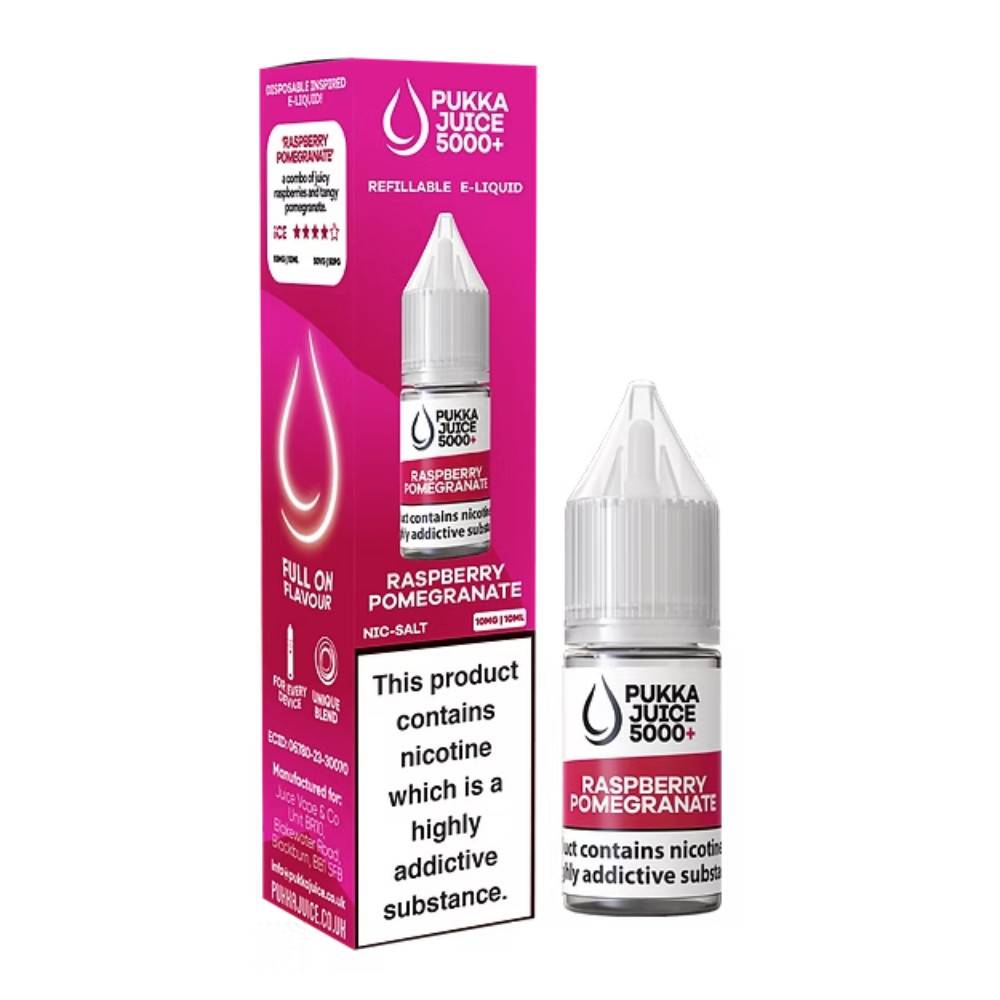 Pukka Juice 5000+ Nic Salts e liquids 10ml Raspberry Pomegranate 20mg