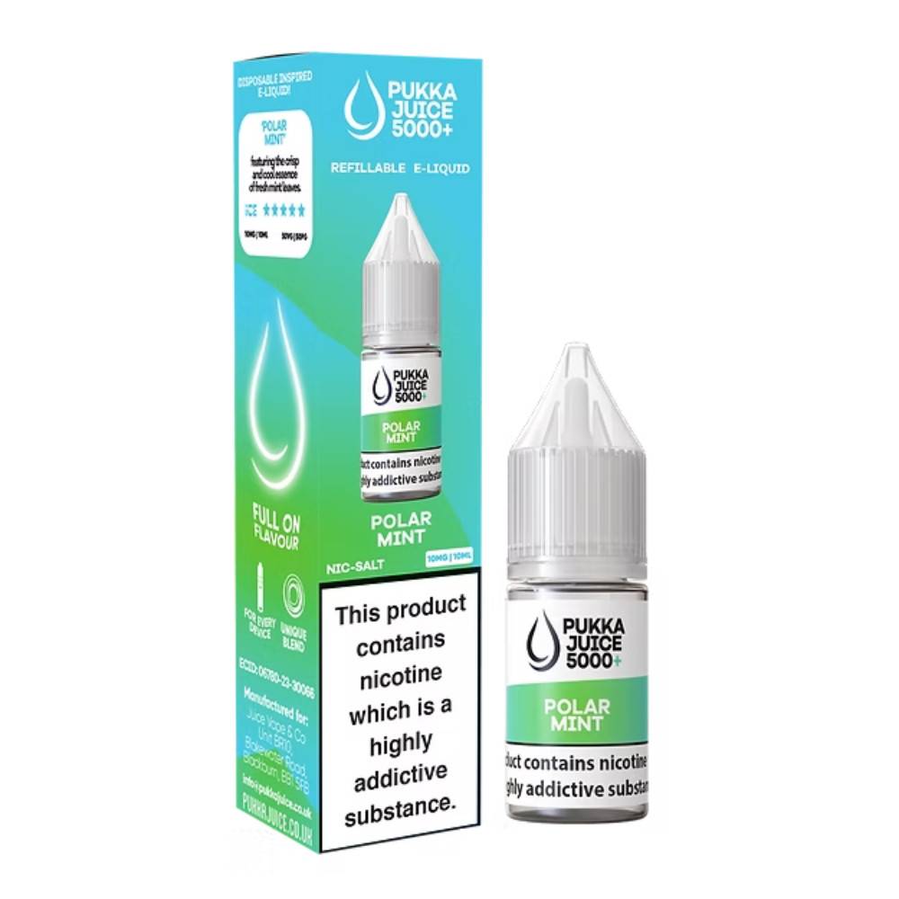 Pukka Juice 5000+ Nic Salts e liquids 10ml Polar MInt 20mg