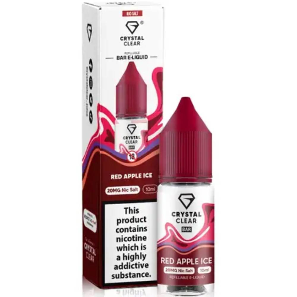 Crystal Clear Nic Salts e liquids 10ml Red Apple Ice 10mg