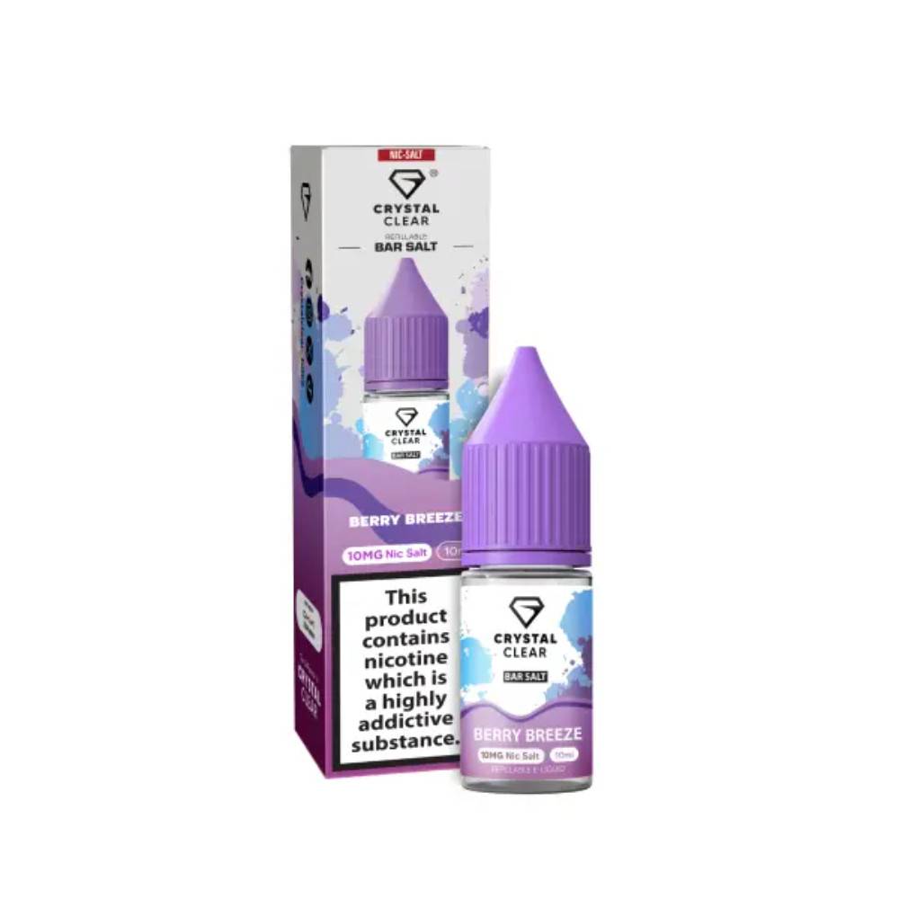 Crystal Clear Nic Salts e liquids 10ml Berry Breeze 10mg