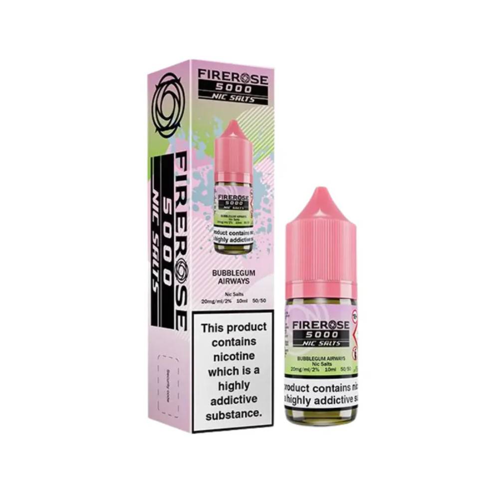 Firerose 5000 Nic Salts e liquids 10ml Bubblegum Airways 20mg