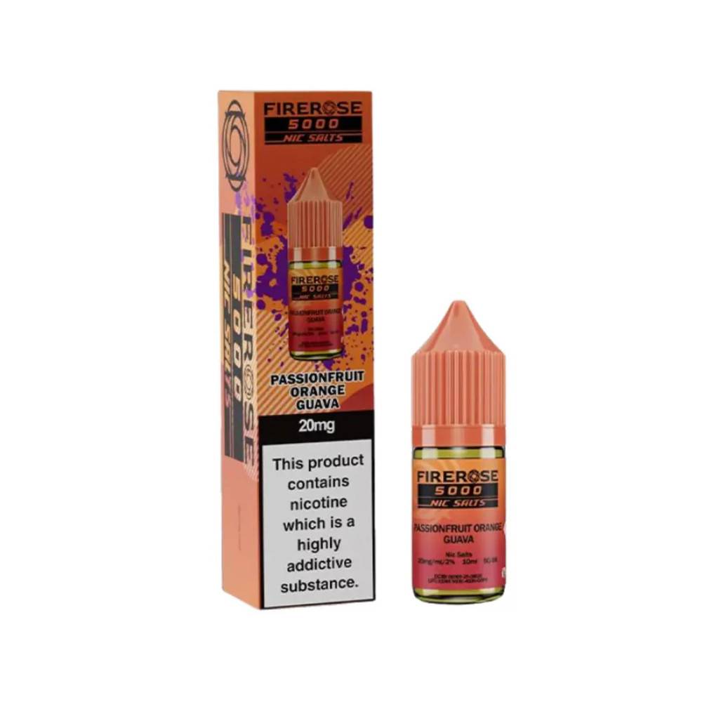 Firerose 5000 Nic Salts e liquids 10ml Passionfruit Orange Guava 20mg