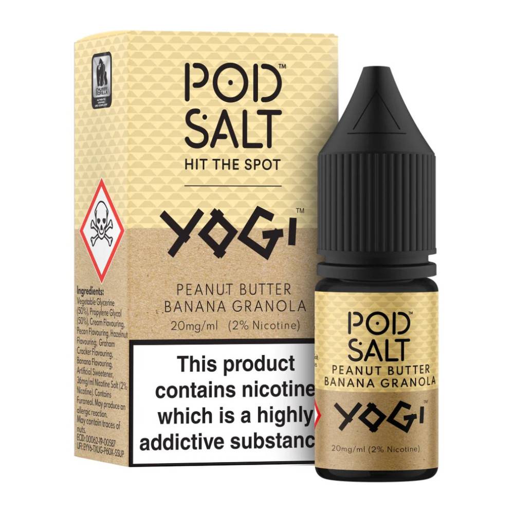Pod Salt Fusions Nic Salts e liquids 10ml Yogi - Peanut Butter Banana Granola 20mg