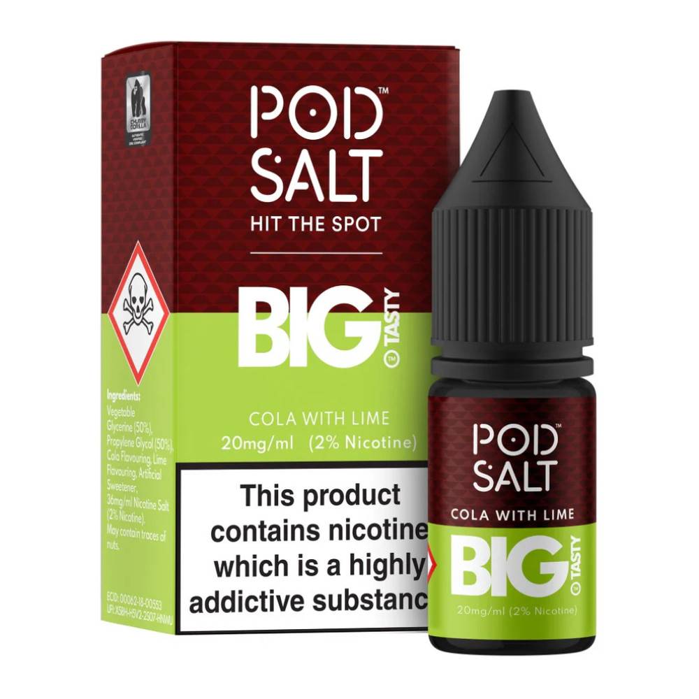 Pod Salt Fusions Nic Salts e liquids 10ml Big Tasty - Cola Lime 20mg