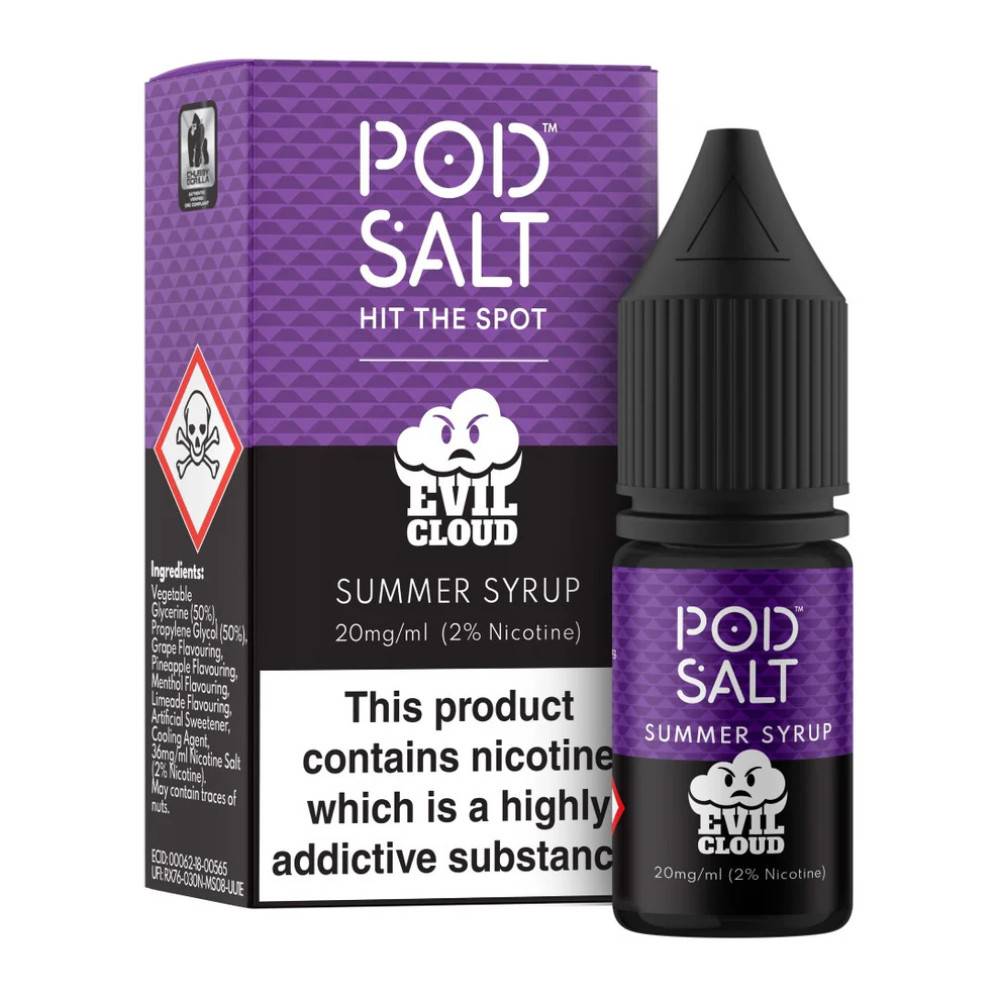Pod Salt Fusions Nic Salts e liquids 10ml Evil Cloud - Summer Syrup 11mg