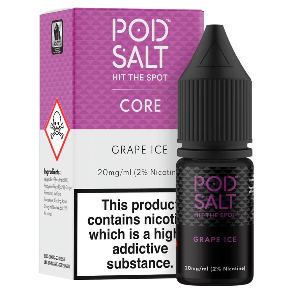 Pod Salt Core Nic Salts e liquids 10ml Grape Ice 20mg