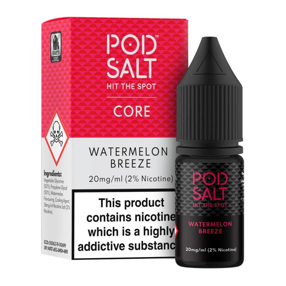 Pod Salt Core Nic Salts e liquids 10ml Watermelon Breeze 11mg