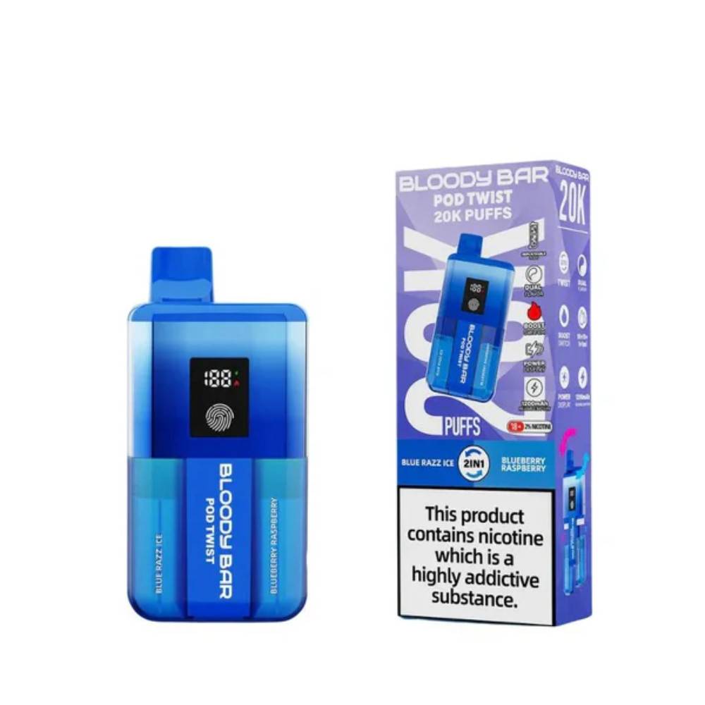 Bloody Bar Twist 20k Prefilled Pod Vape Kit Blue Razz Ice/ Blueberry Raspberry
