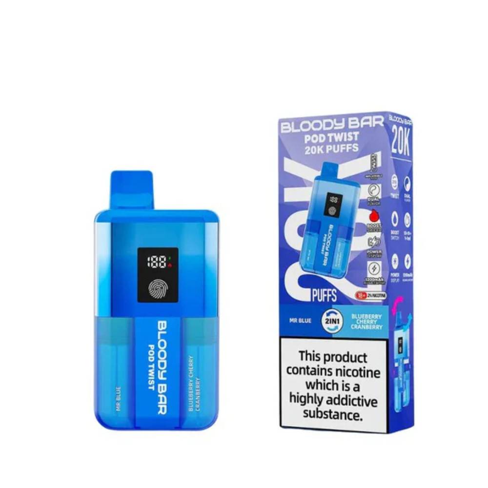 Bloody Bar Twist 20k Prefilled Pod Vape Kit Blueberry Cherry Cranberry / Mr. Blue