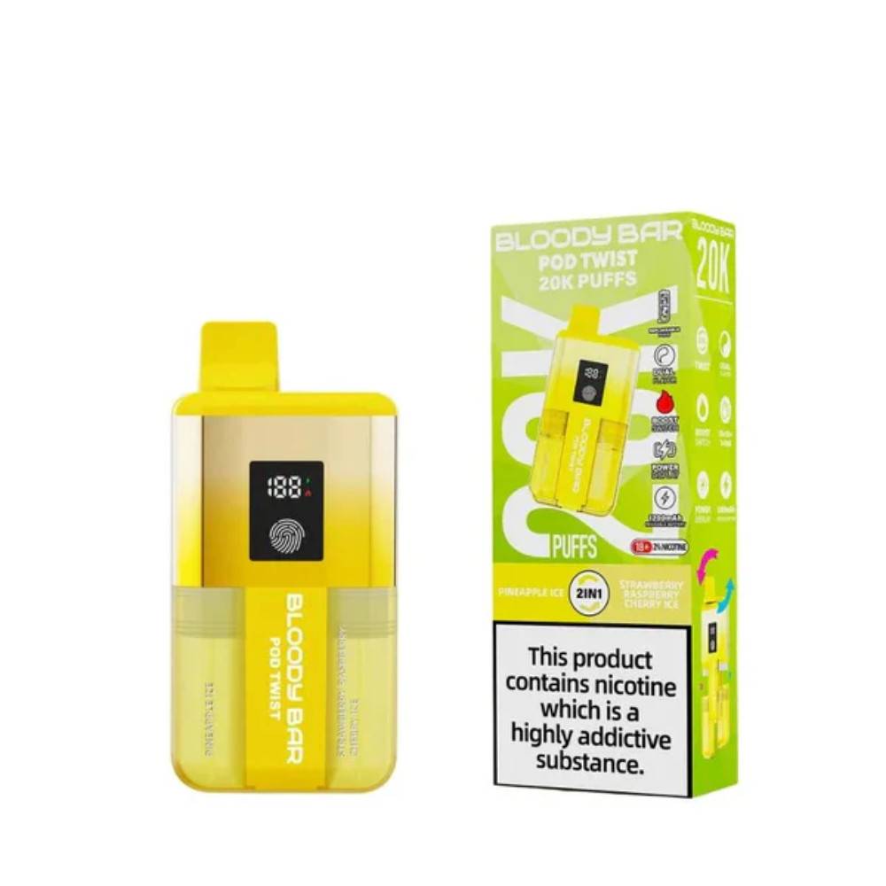 Bloody Bar Twist 20k Prefilled Pod Vape Kit Pineapple Ice / Strawberry Raspberry Cherry Ice