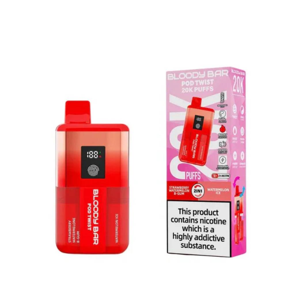 Bloody Bar Twist 20k Prefilled Pod Vape Kit Strawberry Watermelon B-Gum / Watermelon Ice