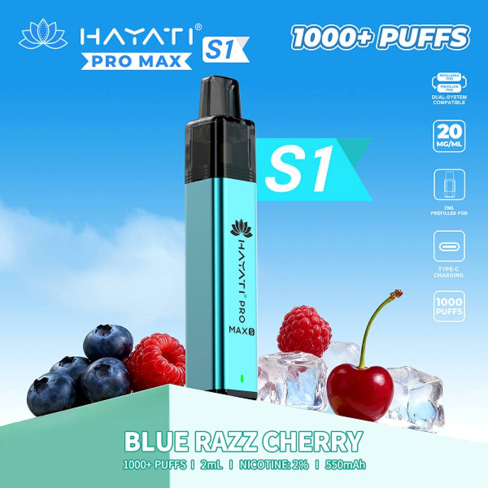 Hayati Pro Max S1 Prefilled Vape Kit Blue Razz Cherry