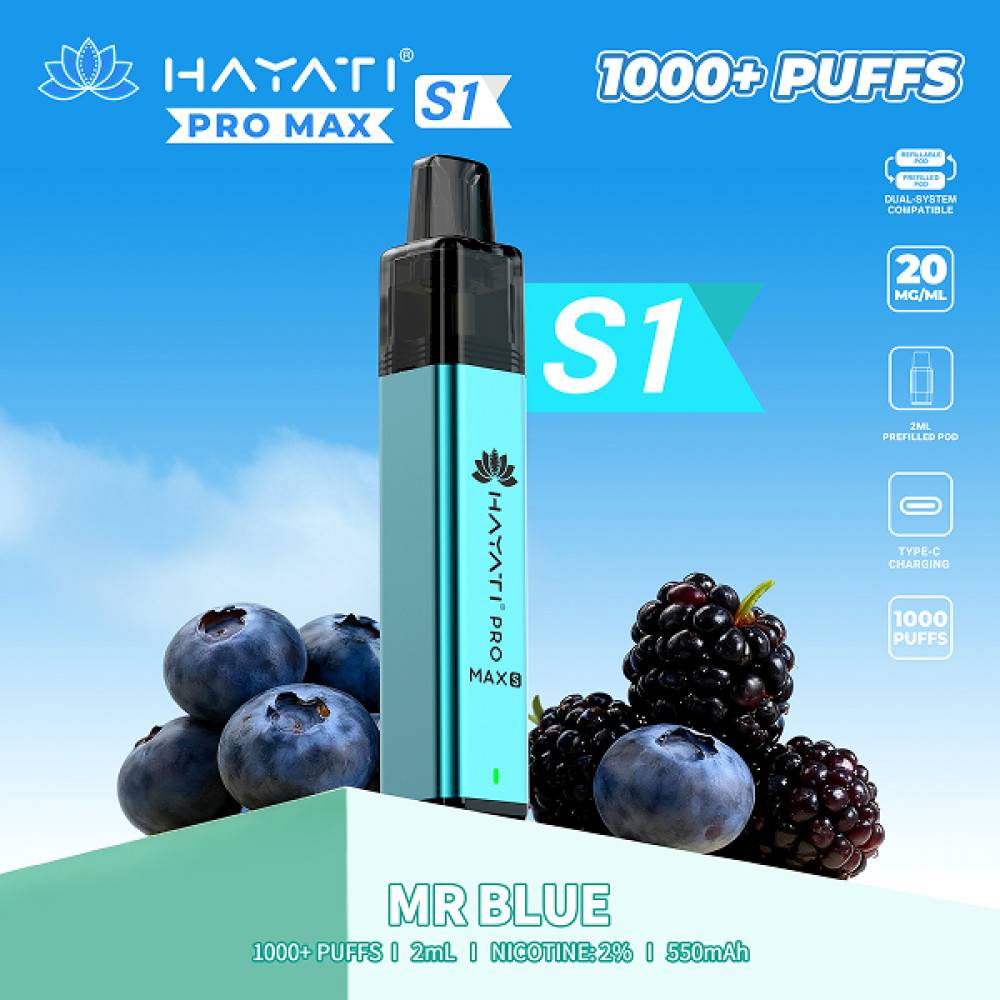 Hayati Pro Max S1 Prefilled Vape Kit Mr Blue