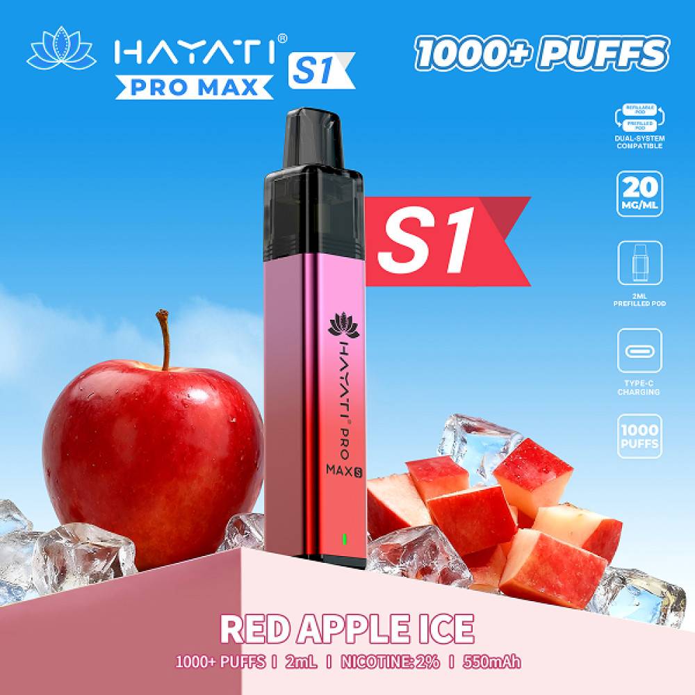 Hayati Pro Max S1 Prefilled Vape Kit Red Apple Ice